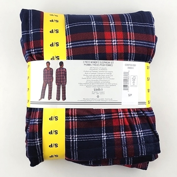 NWT NAUTICA Women's Sleepwear  Set 2 Piece Red Navy Fleece Plaid Stretch Sz S - Picture 3 of 8